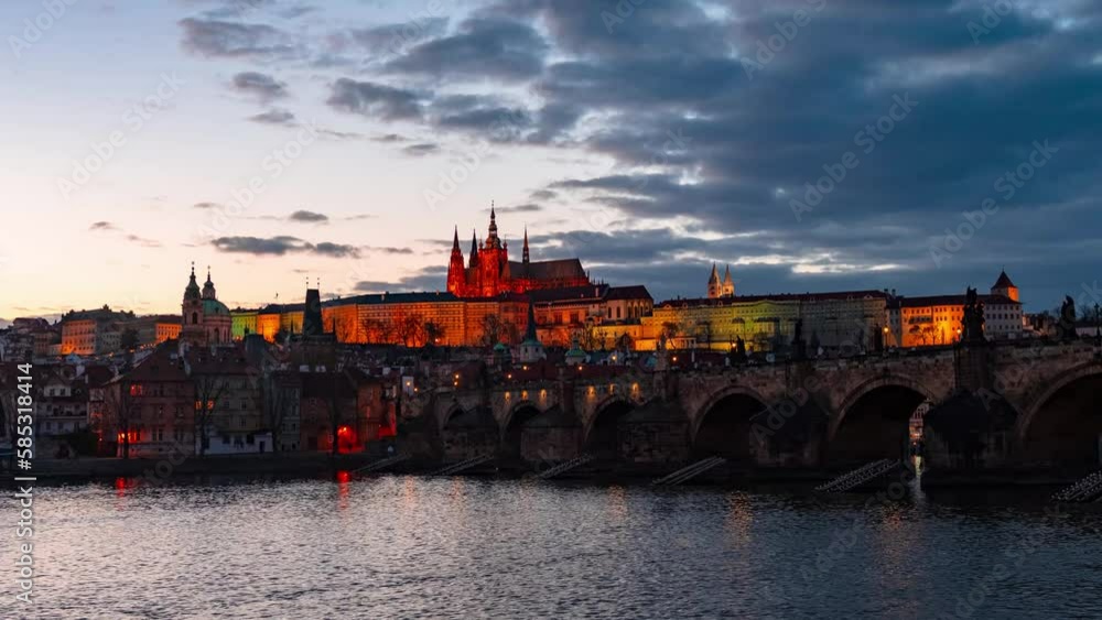 Wall mural Prague time lapse view