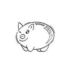 Cute line piggy bank. The concept of financial stability, accumulation of money, income, money cushion.