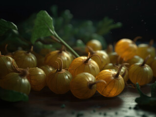 Beautiful organic background of freshly picked gooseberry created with Generative AI technology