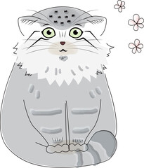 尻尾マフラーをふみふみして暖を取って幸せそうなマヌルネコ