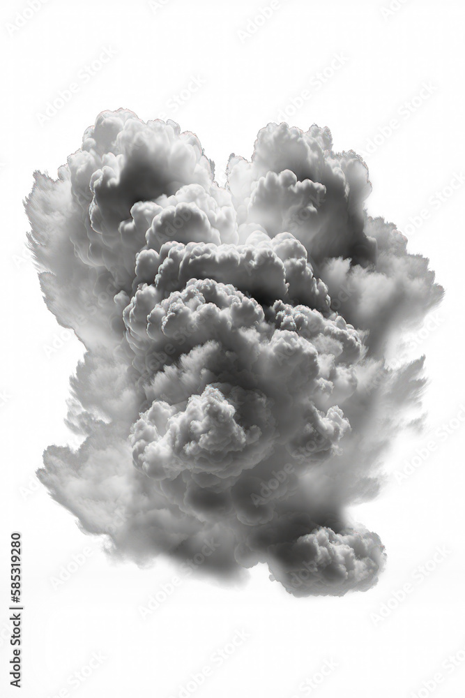 Poster an image of serene white fluffy clouds hovering ethereally on a transparent background.generative ai