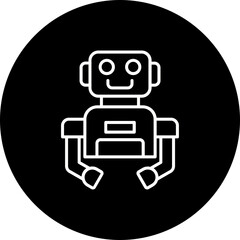 Robot Line Inverted Icon