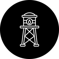 Water Tower Line Inverted Icon