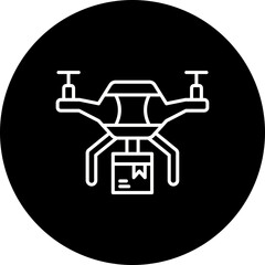 Drone Delivery Line Inverted Icon