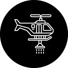 Firefighter Helicopter Line Inverted Icon