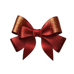 A festive glittery red bow ribbon stands out on a clear background, ready to add a touch of sparkle to any project.Generative AI