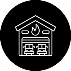 Firefighter Garage Line Inverted Icon