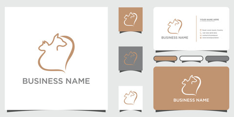 Pet Care Logo design with creative business card minimalist, clean and elegant design branding