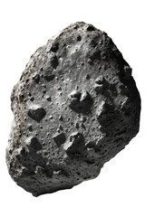 This image displays a lifelike asteroid against a clear background, allowing its intricate details and features to be fully appreciated.Generative AI