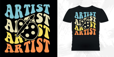 Artist Funny Retro Vintage Teacher Painting Artist Drawing T-shirt Design