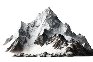 This image features stunning, life-like mountains standing tall on a transparent background, giving the impression that they could be placed in any setting.Generative AI