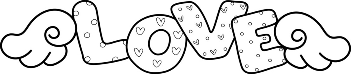 cute Valentine love decorative accessory element outline doodle black line