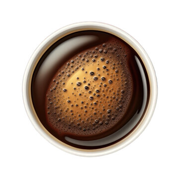 This image shows a cup of coffee viewed from the top, with a highly detailed and realistic rendering.Generative AI © INORTON