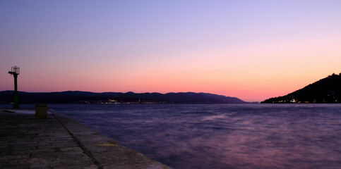 sundown in Orebic, peninsula Peljesac, Croatia