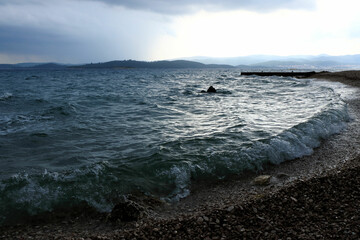 Fototapeta premium waves on the beach, Orebic, peninsula Peljesac, Croatia