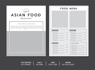 Asian food menu poster template