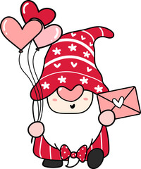 cute happy sweet romantic Valentine love gnome graphic cartoon hand drawing 
