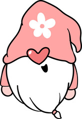 cute happy sweet romantic Valentine love gnome graphic cartoon hand drawing 