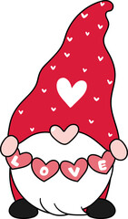 cute happy sweet romantic Valentine love gnome graphic cartoon hand drawing 