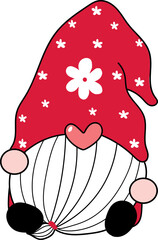 cute Valentine gnome cartoon hand drawing 
