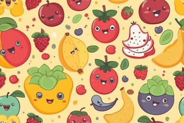 Fototapeta premium cute cartoon fruits