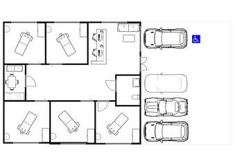 Spa wellness center salon floor plan.Massage center top view. Floor plan spa.Massage center plan