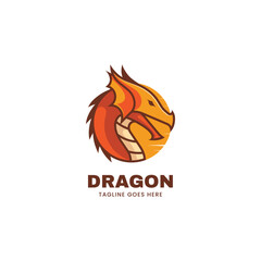 Vector Logo Illustration Dragon Simple Mascot Style.