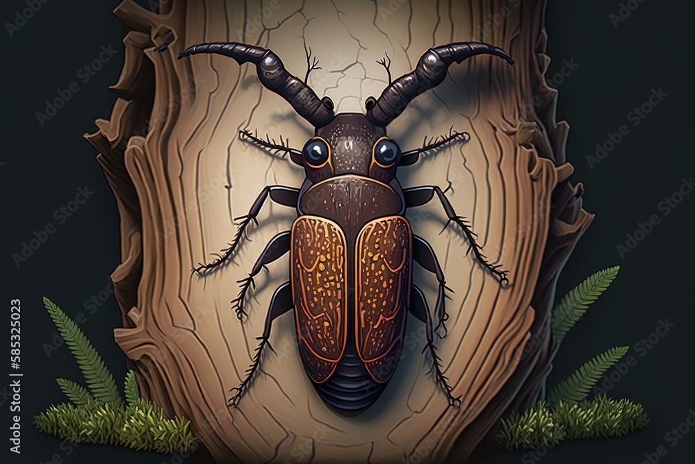 Aufkleber tree-dwelling deer beetle generative ai