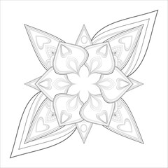 Mandala art for Coloring Books. Hand drawn flowers in zentangle style for t-shirt design or tattoo and coloring book