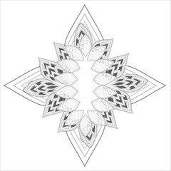 Fototapeta premium Mandala art for Coloring Books. Hand drawn flowers in zentangle style for t-shirt design or tattoo and coloring book