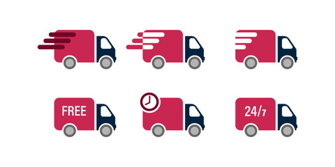 Delivery truck red icon