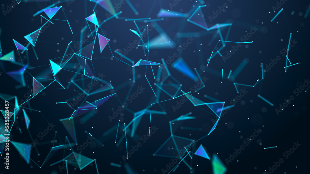 Poster abstract polygonal space with dots and lines. connection science background. triangular business wal