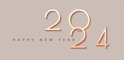Happy new 2024 year Elegant gold text. Minimal text template