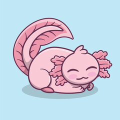 Fototapeta premium illustration a pink and cute axolotl in cartoon style