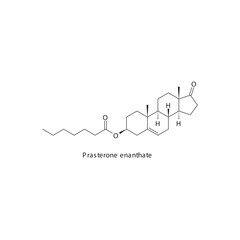 Prasterone enanthate flat skeletal molecular structure Androgen receptor agonist drug used in Adrenal insufficiency treatment. Vector illustration.