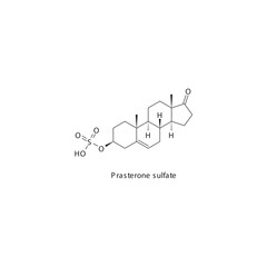Prasterone sulfate flat skeletal molecular structure Androgen receptor agonist drug used in labor induction treatment. Vector illustration.
