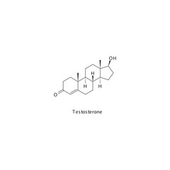 Testosterone flat skeletal molecular structure Androgen receptor agonist drug used in Adrenal insufficiency treatment. Vector illustration.