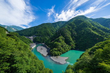 Fototapeta na wymiar Reservoir at Hatanagi-I Dam, Shizuoka, Japan