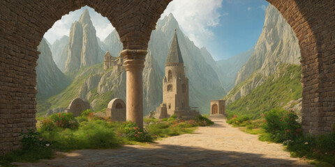 ai generated interior of a traditional castle, building