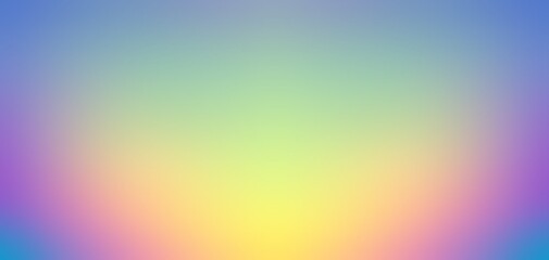 Spectrum light sky. Rainbow prism shine blur empty background. Bright blue yellow pink gradient.