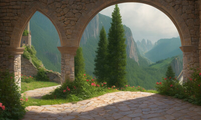ai generated interior of a traditional castle, building