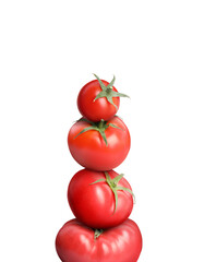 Stack of fresh tomatoes isolated on white