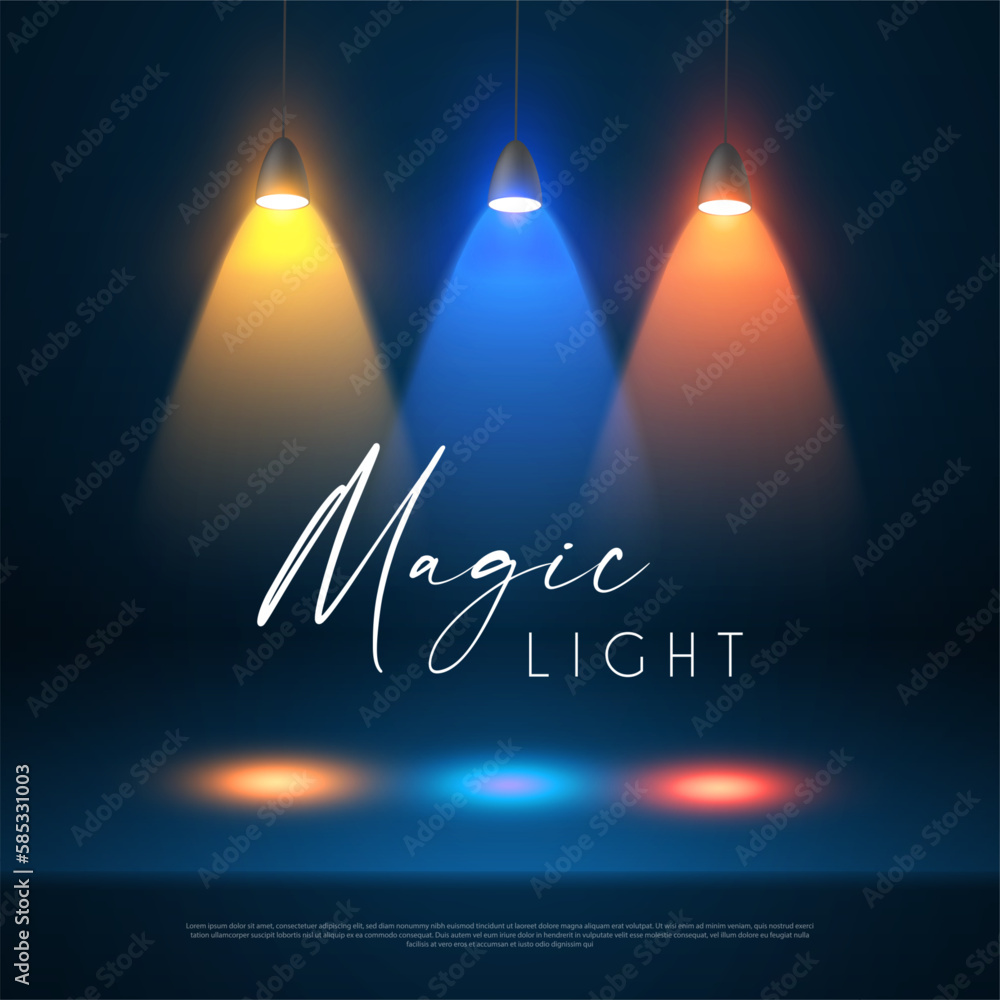 Wall mural colorful spotlight and empty scene. light effect presentation design. showcase element