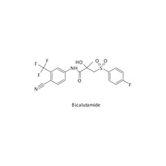 Obraz premium Bicalutamide flat skeletal molecular structure Androgen receptor antagonist drug used in Prostate cancer treatment. Vector illustration.