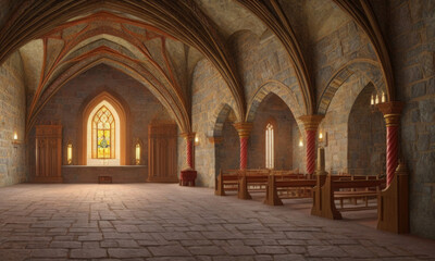 ai generated interior of a traditional castle, building