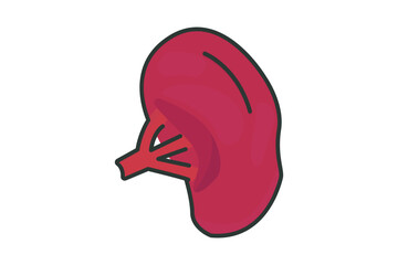 Fototapeta premium Spleen icon illustration. icon related to human organ. Flat line icon style, lineal color. Simple vector design editable