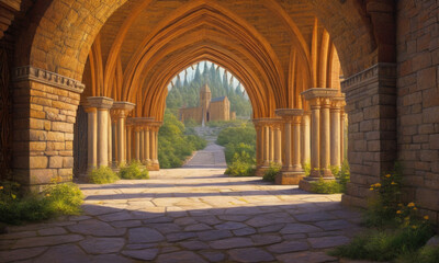 ai generated interior of an ancient castle