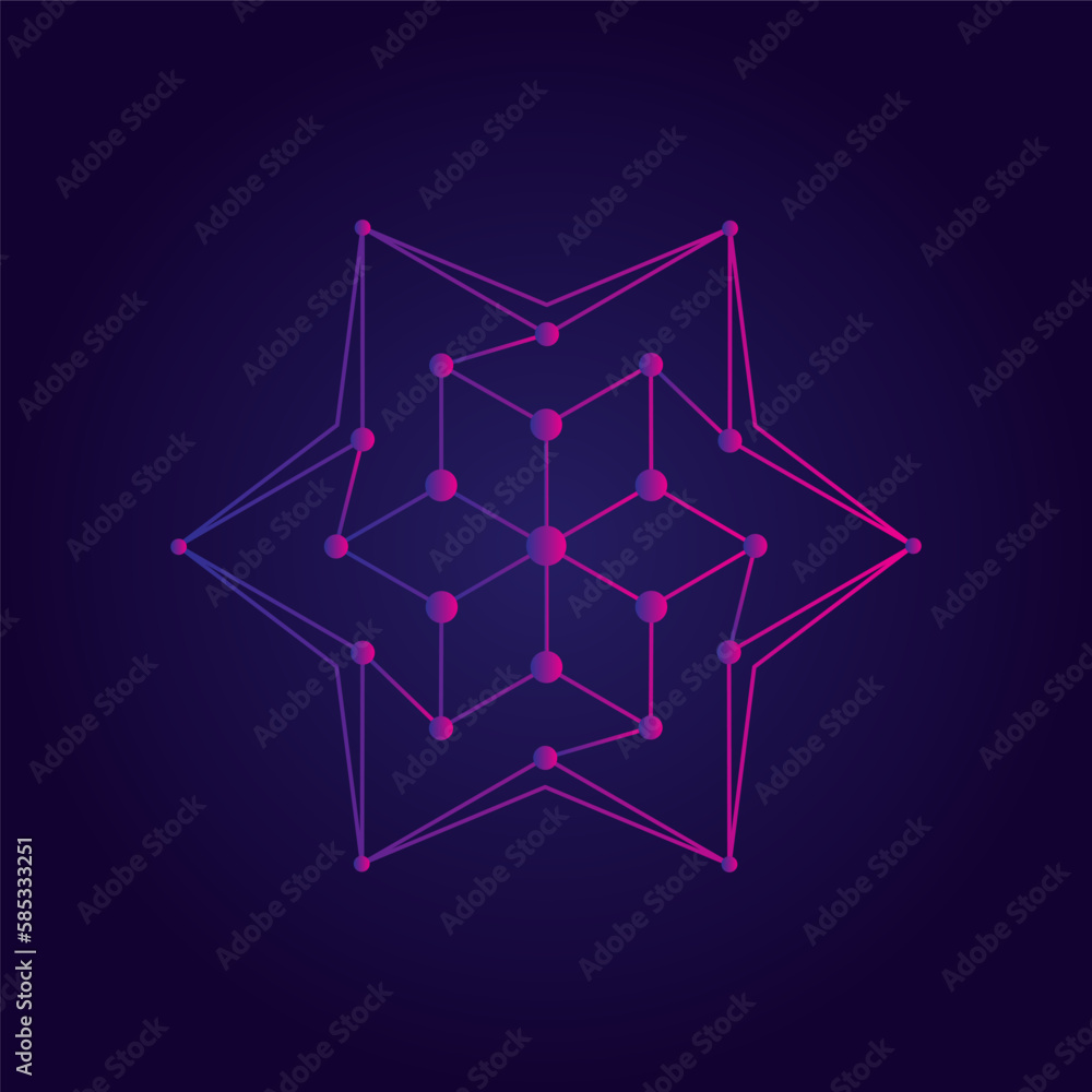 Poster an array of structured data. visualization. modern stylish logo. design element with nodes.