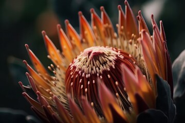 close up of protea flower made with generative ai