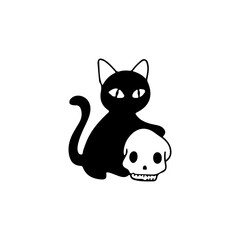 vector illustration of a cat with a skull